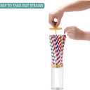 Acrylic Straw Holder For Counter With Bamboo Lid, Straw Dispenser Organizer For Home, Clear Plastic Drinking Straw Storage Container