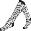 Compression Socks Knee High Circulation Support Socks For Women Men Athletic Running Hiking Travel (White)