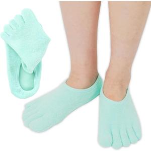 5-Toe Gel Moisturizing Socks for Dry Cracked Heels - Aloe & Shea Infused Hydrating Foot Care, Soft Fuzzy Spa Socks for Women & Men (Large)