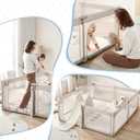 Sweeby Baby Playpen, 71x59 Inch Baby Gate Playpens for Babies and Toddlers, Extra Large Playpen with Door Play Yard for Fence Indoor and Outdoor Play Pen, Beige
