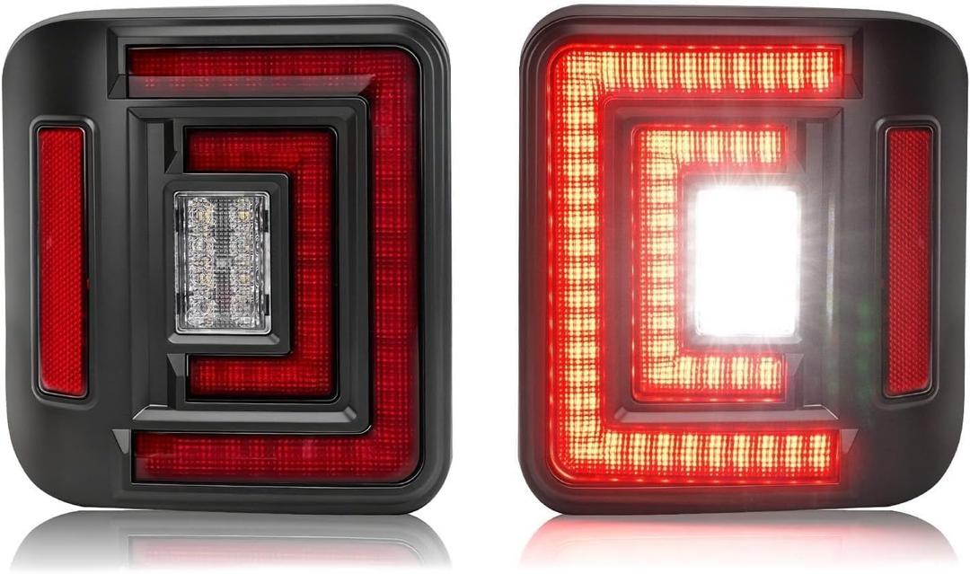 SUPAREE Flush Mount LED Rear Brake Tail Lights Compatible with Jeep Wrangler JL 2018 2019 2020 2021 2022 2023 2024 2025 Replace OEM Red Taillight Assembly with Smoked Reverse Turn Signal Running light