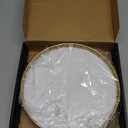 10" Wooden Lazy Susan Turntable for Cabinet  Rotating Spice Rack Organizer, Small Kitchen Countertop Tray for Dining Table & Pantry Storage (White & Gold)