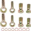 4 Set 12mm & 14mm Diameter Banjo Hose Barb Bolt Fittings,Metric Thread Banjo Bolt Brake Fitting Adapter with Copper Washers for Motorcycle Car