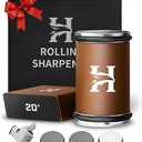 Rolling Knife Sharpener Kit  3-Stage 400/1000/3000 Grit Discs  15 & 20 Magnetic Angles  Replaceable Diamond & Ceramic Discs  Professional Kitchen & Chef Knife Sharpening System (Brown)