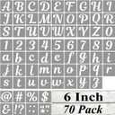 6 Inch Letter Stencils for Painting - 70 Pack Alphabet Letter and Number Stencil Templates with Signs for Painting, Reusable Cursive Alphabet Stencils for Chalkboard Wood Crafts & Wall Decor