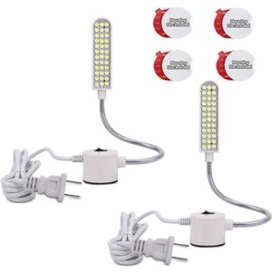 Sewing Machine Light (36LEDs) Gooseneck Work Light with Magnetic Mounting Base, White Soft Light for Lathes, Drill Presses, Workbenches (2PACK) (Silver)