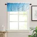 Blue Aqua Ombre Valances for Windows, Kitchen Curtains Window Treatment Decor, Modern Teal Geometric Abstract Aesthetic Cream Rod Pocket Short Window Valances for Living Room/Bedroom, 54" x 18"