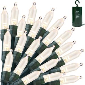 Joiedomi LED Christmas String Lights,200 Count 66.3FT Battery Operated Christmas Tree Fairy Lights with 8 Modes,Multifunction Green Wire for Xmas Decor Party Holiday House,Warm White