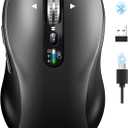 Wireless Bluetooth Mouse,Multi Device Ergo Computer Mouses,Metal 4-Way Super Scrolling, 3200 DPI,10 Buttons,Plug&Play,Quiet,Rechargeable,USB Cordless Mice for Laptop,Tablet,Mac,iPad,PC,Phone (Grey)