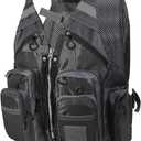 PELLOR Fly Fishing Vest, Fishing Gear Outdoor Backpack Breathable Mesh Fishing Vest Backpack for Camping Hunting (Black)