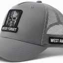 WEST AM Thin Blue Line Trucker Hat for Men 3D Embroidered Skull Patch, American Flag Snapback Cap, for Police Officers, Veterans & First Responders (Gray)