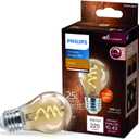 Philips 25-Watt Equivalent A15 Spiral Filament Dimmable E26 Vintage Edison LED Light Bulb EyeComfort 2000K Amber (1-Pack) 565655