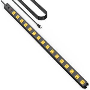 HHSOET 16 Outlet Long Power Strip, 10FT Heavy Duty Power Strip with 4800J Surge Protection, 20a Mountable Wide-Spaced Outlets for Home, Office, Garage & Workshop - ETL Certified
