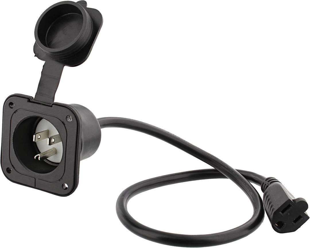 Dumble Power Inlet Port Plug 125 Volt AC Cord Port Plug 15 Amp RV Electrical Outlet Outdoor Enclosed Trailer Accessories