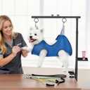Dog Grooming Table Arm with Clamp (33"-43") | Extendable, Foldable Stand & Restraint with Grooming Hammock, No-Sit Rope, Tray & Bag | for Small/Medium Dogs at Home & Salon