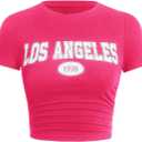 SOLY HUX Women's Y2K Vintage Graphic Tees Letter Printed Cropped Tee Short Sleeve Crop T-Shirts (L)