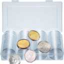 40.6mm Silver Dollar Coin Holder,Silver Eagles Coin Capsules for Collectors with Clear Plastic Storage Organizer Box for Coin Collection Supplies (60)