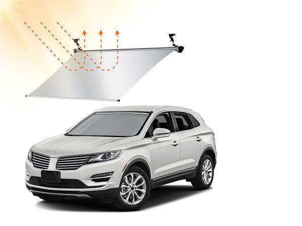 Retractable Windshield Sun Shade for Tesla Model 3,New Permanent Automotive Front Window Sunshades for Long Term Use Roll Up & Down with a Button,Easy Storage-No More Storing and Moving