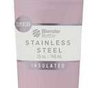 BlenderBottle Sport Shaker Cup Insulated Stainless Steel Water Bottle with Wire Whisk, 25-Ounce, Pink Stripes