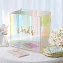 OurWarm Iridescent Acrylic Wedding Card Box with String Light, DIY Gift Card Box for Wedding Reception, Wedding Envelope Money Card Boxes Holder for Party Graduation Baby Shower Birthday Decorations