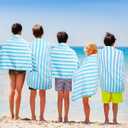 Preboun 12 Pcs Striped Beach Towels Bulk Oversized Pool Quick to Dry Bath Striped Towel for Hotel, Spa Hot Tub, Bath and Swim Summer, 28 x 60 Inches (Blue)