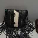 Montana West Fringe Purse Western Purses for Women Crossbody Bag (E2-floral Tooled With Hair-on Cowhide-black)