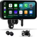 6.25 Inch Motorcycle CarPlay & Android Auto Display  IP67 Waterproof Touchscreen with Two TPMS, Dual Bluetooth, TF Card, GPS Navigation, Voice Control, Universal Mount
