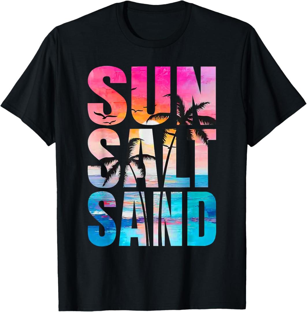 Sun Salt Sand Summer Vacation Hawaii Beach Funny Family T-Shirt S Sun Salt Sand Summer Vacation Hawaii Beach Funny Family T-Shirt S