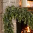 6FT Christmas Garland Real Touch Cedar Garland, Artificial Pine Garlands Realistic Faux Greenery Pine Needles Garland for Mantle Fireplace Indoor Outdoor Table Christmas Decorations (2PCS)