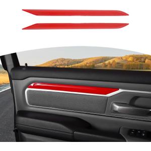 for RAM Front Door Interior Trim Cover Strips Fit for RAM 2018-Present Red Interior Accessories 2pcs