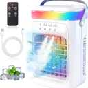 Portable Air Conditioners, 3-in-1 Personal Air Conditioner Fan with 1000ML Water Tank, 4 Speeds, 2 Mist Modes, 2/4/6H Timer, RGB Light, USB Mini Evaporative Air Cooler for Bedroom Office Desk Camping