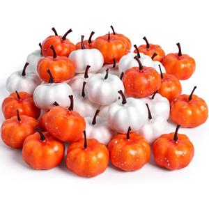 HAKACC 40PCS Small Pumpkins for Decoration, Artificial Mini Foam Pumpkins for Halloween Thanksgiving Table Decor Fall Decorations for Home