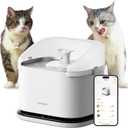PETLIBRO RFID Multi Cats Water Fountain with Cat Recognition & Hydration Monitoring, Pump-Free Auto Cat Water Dispenser, Large Capacity 101oz/3L, 2.4G Wi-Fi APP Control Cat Fountain x2 Collar Tags (White)
