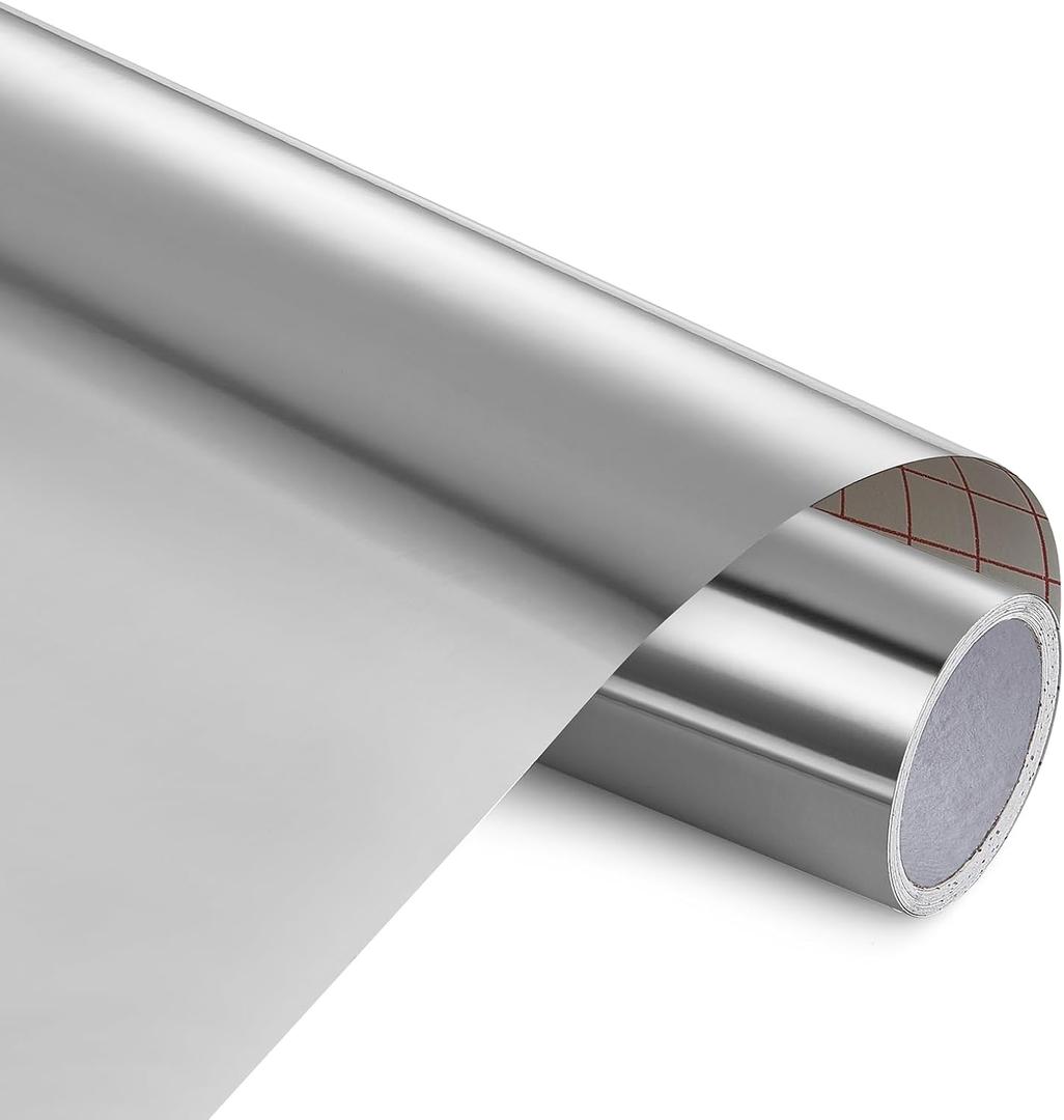 Ant Chrome Mirror Glossy Metallic Foil Vinyl - Easy to Weed & Transfer Silver Permanent Vinyl Roll Ideal for Create DIY Projects, Decals, Stickers for Crafts (12inch x 10ft)