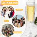 Jingmore 48 Pcs Plastic Ribbed Champagne Flutes With Stem, 6.4 oz Clear Vintage Disposable Champagne Glasses for Wedding Birthday Anniversary (Clear)