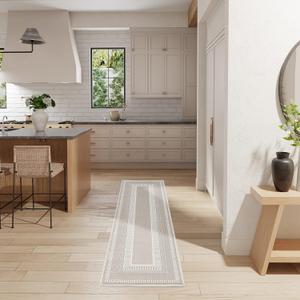 Nourison Home Glam Geometric Ivory 2'3" x 7'6" Area Rug, Easy Clean, Non Shedding, Bed Room, Living Room, Dining Room, Kitchen (2x8)