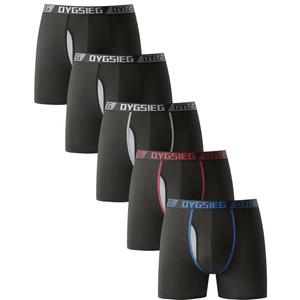 OYGSieg Men's Boxer Briefs,Fly with Built-in Total Support Pouch Moisture-Wicking Odor Control Cool Underwear for Men 5-Pack A M