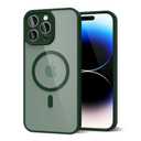 oakxco for iPhone 16 Pro Clear Case Magnetic Compatible with Magsafe, Girly Cute Slim Thin Mag Safe Phone Case for Women, Transparent Hard Shell Plastic & Silicone Bumper Camera Cover, Dark Green