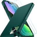 SPIDERCASE Designed for iPhone 13 Case, [10 FT Military Grade Drop Protection] [with 2 pcs Tempered Glass Screen Protector] Slim Case for iPhone 13 6.1 inch (Midnight Green)