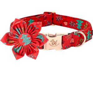 Elegant little tail Christmas Dog Collar, Female or Male Dog Collar Flower, Pet Collar Adjustable Dog Collars with Flower for Small Medium Large Dogs(XS)