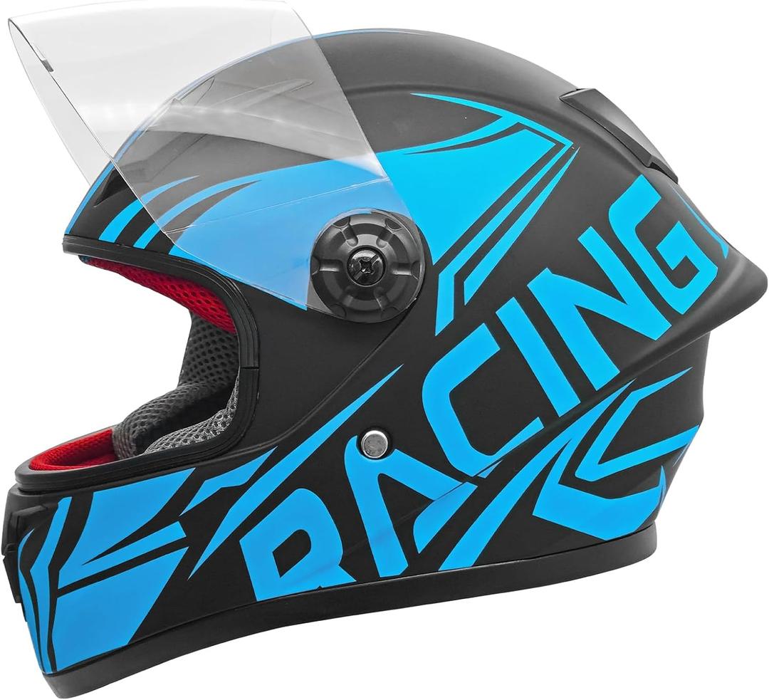 SanQing Kids Full Face Motorcycle ATV Helmet DOT Approved（Blue, M）