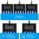 XTAR VC4SL 3A Fast Charger 4-Bay, 18W QC3.0 Adapter Included, LCD Battery Analyzer for Li-ion 21700 18650 & NiMH AA/AAA Rechargeable Batteries