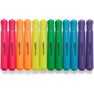 Amazon Basics Tank Style Highlighters, Chisel Tip, Bible Highlighter, Office and School Supplies, 12 Pack, Assorted Colors