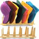 Peohud 2 Pack Hat Organizer for Baseball Caps, Bamboo Hat Racks, Compact Hat Display Stand for 20 Caps, Detachable Baseball Hat Storage Organizer for Closet Shelf Dresser Bedroom