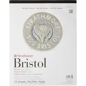 Strathmore (580-62 500 Series Bristol, 2-Ply Vellum Surface, 11"x14", White, 15 Sheets