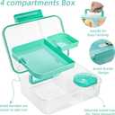 2 Pack Bento Box with Handle, 56Oz Leak-proof Lunch Container for Kids, 3 Compartments Salad Dressing Box with Sauce Cup, Meal Prep Container with 2 Removable Tray, Microwave&Dishwasher Safe