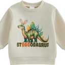 Douhoow Toddler Boy Easter Outfits Baby Boy Sweatshirts For The Chicks Seggosaurus T-shirt Tops (Beige, 6-12 Months)