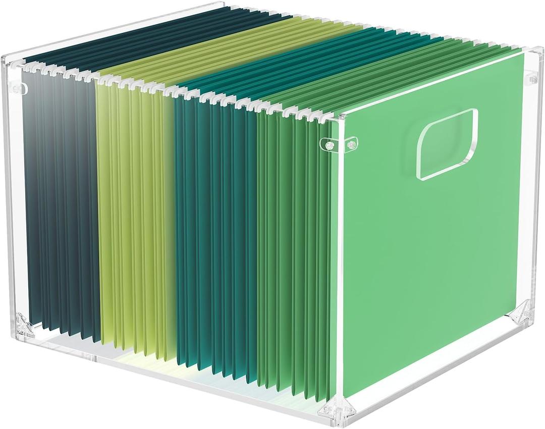 MaxGear Mesh Hanging File Organizer Box, Acrylic Filing Storage Crate for Letter/Legal Size Files, with Handles for Office, Pantry, Clothes, and Bath