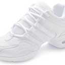 ARCLIBER Women's Jazz, Tap, Zumba Dance Shoes, Black, US Women's Size, Modern, Casual, Mid-Heel, Mesh, Lace-Up, Athletic Sneaker (6.5, White)