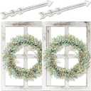 WAKOSAN Rustic Wood Window Frame Wall Decor with Wreath & Arrows, 18 x 24 inches